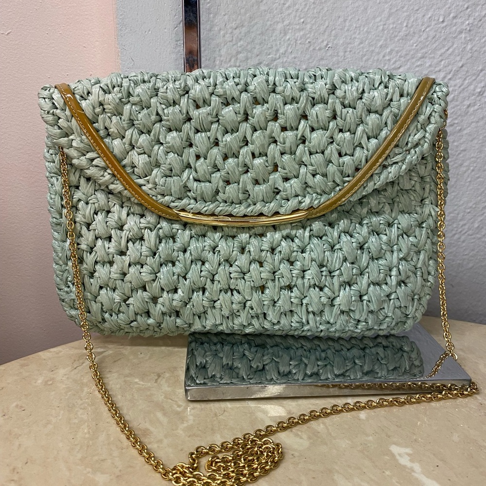 Vintage David’s Mint Green Straw Purse